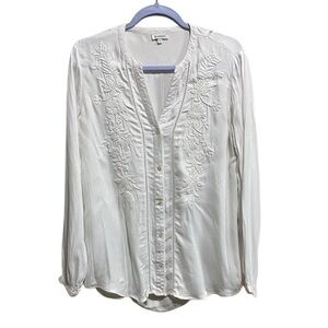 Sundance White Embroidered Boho Blouse Top Women’s Small
